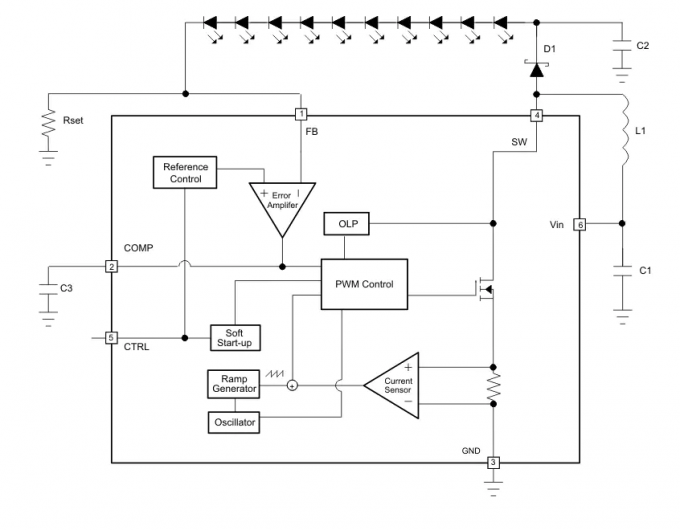 ICs откалывают регулятор повысительное PWM DC DC выхода водителя TPS61161DRVR 1 СИД затемняя 700mA 0