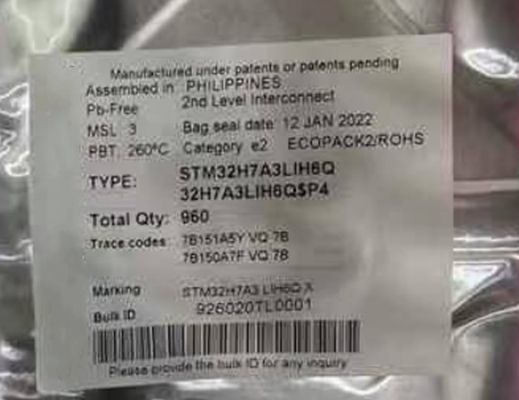 Обломок обломока 280MHz IC микроконтроллера микроконтроллера MCU STM32H7A3LIH6Q 225TFBGA