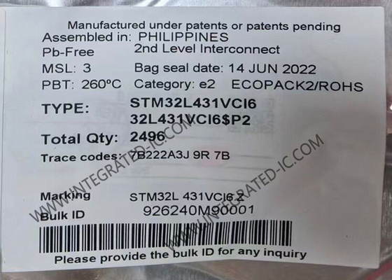 STM32L431VCI6 Микроконтроллер MCU сверхнизкомощный рукав Cortex-M4 32-битный MCU