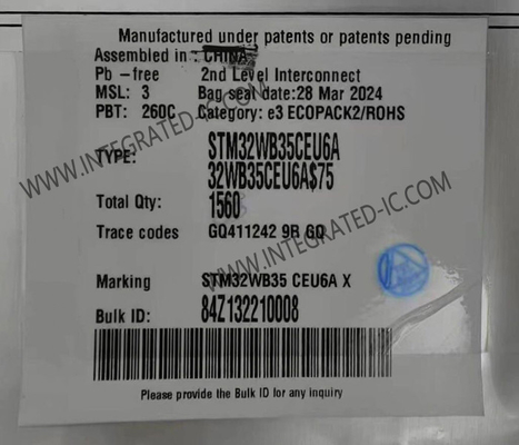 STM32WB35CEU6A Микроконтроллер MCU 2,4 ГГц Мультипротокольный беспроводный 32-битный MCU