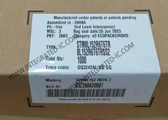 Микроконтроллер STM8L152R6T6TR MCU, сверхнизкое энергопотребление, 8-разрядный, 16 МГц, STM8L, микроконтроллер, 64-LQFP