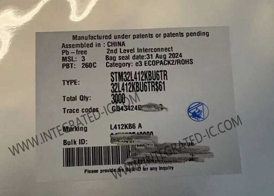 32UFQFN высокая эффективность IC 80MHz микроконтроллера микроконтроллера MCU STM32L412KBU6
