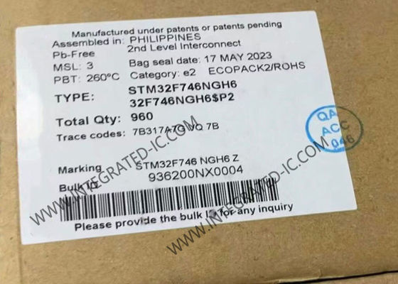 Микроконтроллер MCU STM32F746NGH6 врезал ядр микроконтроллеров 216TFBGA одиночное