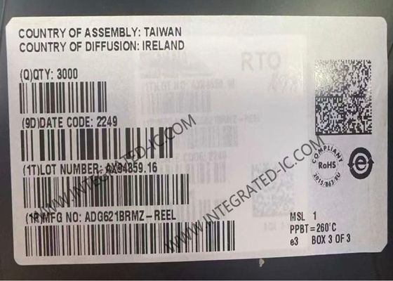 ADG621BRMZ Integrated Circuit Chip Dual SPST Switch IC с 10-волоконным пакетом MSOP 2,7V до 5,5V одностороннего питания и ±2,7V до ±5,5V двойного питания