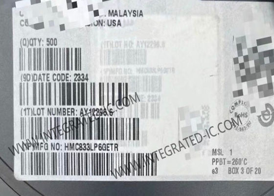 Интегральная схема HMC833LP6GETR, PLL с диапазоном от 25 МГц до 6 ГГц, частотой фазового детектора 100 МГц и 40-выводным корпусом SMT 6x6 мм