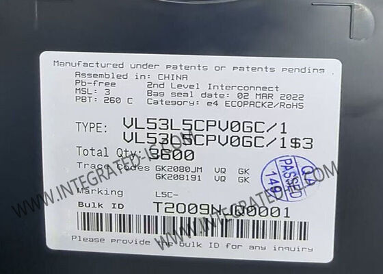 VL53L5CPV0GC Time of Flight Sensor IC with 8x8 Multizone Ranging 60Hz Frame Rate and 400 cm Distance Measurement