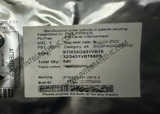 Ядр микроконтроллера MCU 100LQFP 32Bit высокой эффективности STM32G431VBT6 одиночное