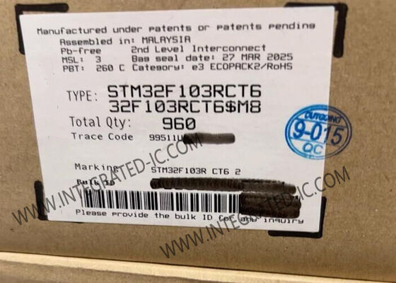 STM32F103RCT6 32-битный микроконтроллер с ARM Cortex-M3 Core, скоростью 72 МГц, 256 КБ флэш-памяти и 12-битным ADC