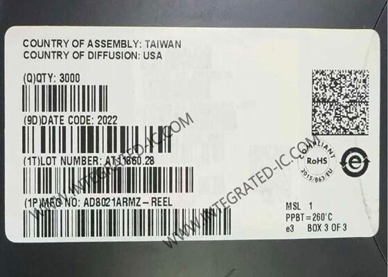 AD8021ARMZ Integrated Circuit Chip Low Noise High Speed Amplifier с увеличением полосы пропускания на 1 ГГц для 16-битных систем