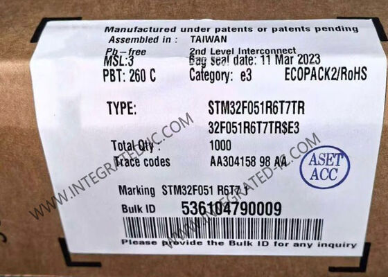 STM32F051R6T7TR Микроконтроллер MCU 32-битный ARM Cortex-M0 со скоростью 48 МГц, 55 входов/выходов и диапазоном напряжения от 2 В до 3,6 В