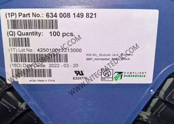 634008149821 Экранированный разъем RJ45 с позолоченными контактами и модульный разъем Jack 8P8C для поверхностного монтажа