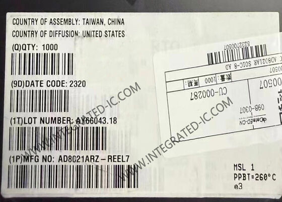 AD8021ARZ Чип IC для высокоскоростного операционного усилителя с низким уровнем шума с полосой передачи 560 МГц SOIC-8