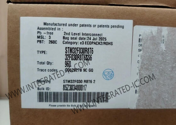 Микроконтроллер STM32F030R8T6 с 48 МГц высокопроизводительным 32-битным RISC-ядром