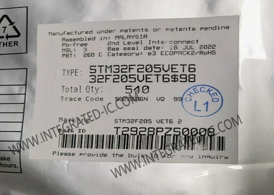 STM32F205VET6 Микроконтроллер MCU 32-битный одноядерный с частотой 120 МГц и 16-потокным DMA