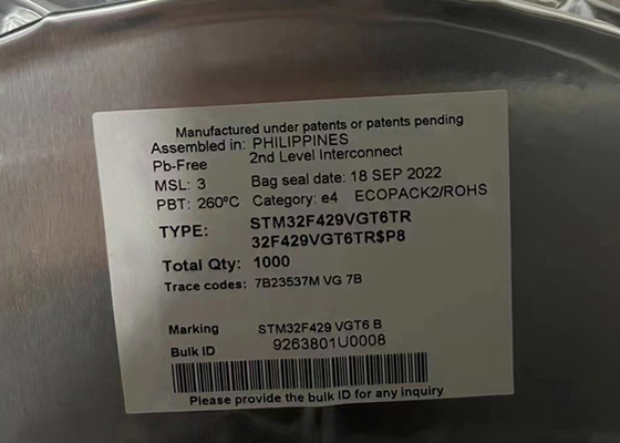 STM32F429VGT6TR 32 битовый одноядерный микроконтроллер IC 100LQFP интегральная схема чип