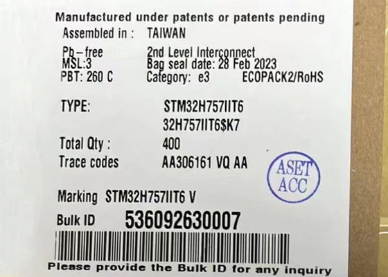 Ядр 240MHz микроконтроллера MCU STM32H757IIT6 32Bit двойное врезало микроконтроллеры