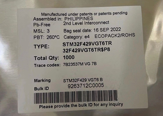 STM32F429VGT6TR 32 битовый одноядерный микроконтроллер IC 100LQFP интегральная схема чип