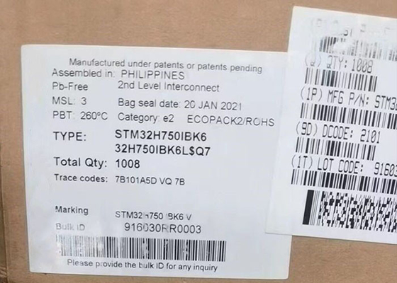 Ядр IC 201UFBGA 32Bit микроконтроллера высокой эффективности MCU STM32H750IBK6 одиночное