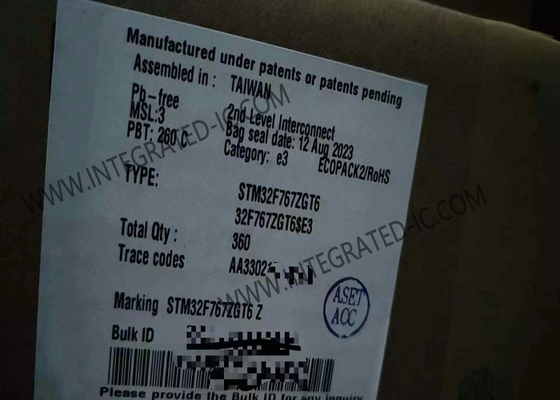Микроконтроллер IC ядра обломока STM32F767ZGT6 32BIT интегральной схемаы 1MB одиночный