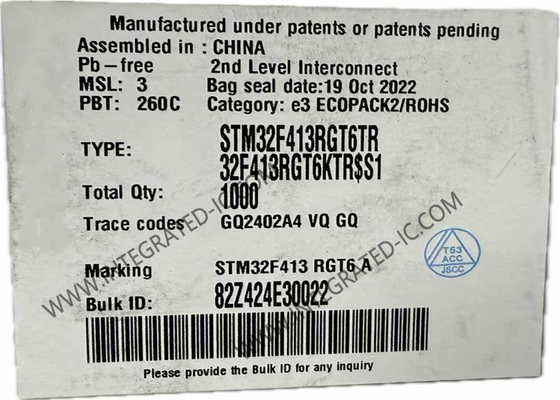 Микроконтроллер MCU STM32F413RGT6 врезал пакет микроконтроллеров 64-LQFP