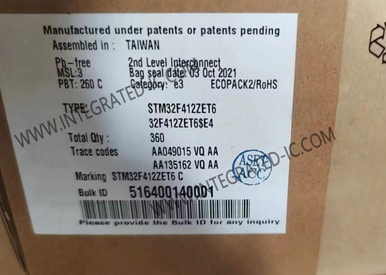 микроконтроллер IC 144-LQFP держателя STM32F412ZET6 трицатидвухразрядного Одно-ядра поверхностный