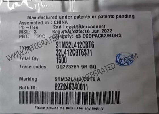 128KB внезапный обломок LQFP48 микроконтроллера микроконтроллера MCU STM32L412CBT6 80MHz