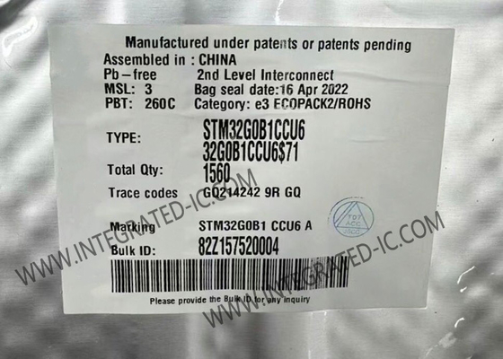 Одно-ядр микроконтроллера MCU STM32G0B1CCU6 врезало микроконтроллеры IC