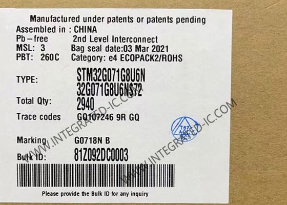 Микроконтроллер STM32G071G8U6N MCU 32-разрядный ARM Cortex-M0+ Микроконтроллеры UFQFPN-28 Высокопроизводительные МК