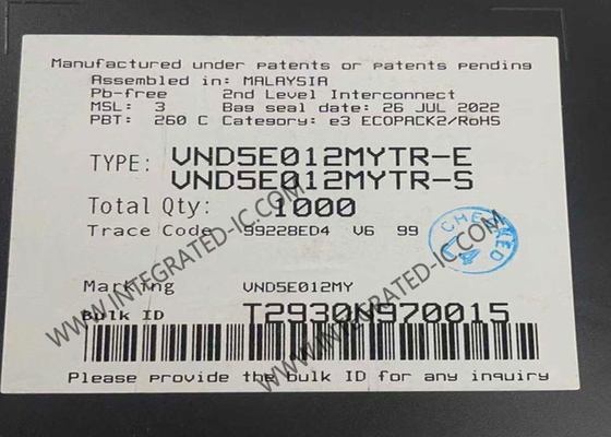 Микросхема VND5E012MYTR 52A Двухканальный драйвер верхнего плеча PowerSSO-36