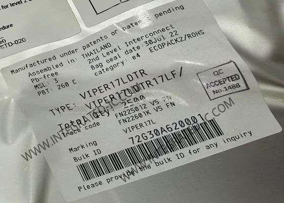 VIPER17LDTR Чип интегральной схемы 800В коммутаторный регулятор с частотой 60 кГц и выходной мощностью 9 Вт для обратных преобразователей