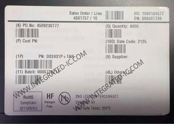 DS2431P 1024-битная микросхема памяти 1-Wire EEPROM с корпусом TSOC-6 и организацией 256 x 4