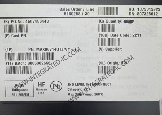 Интегральная микросхема MAX96714GTJ, одноканальный десериализатор GMSL1 в CSI-2 с высокоскоростной передачей данных