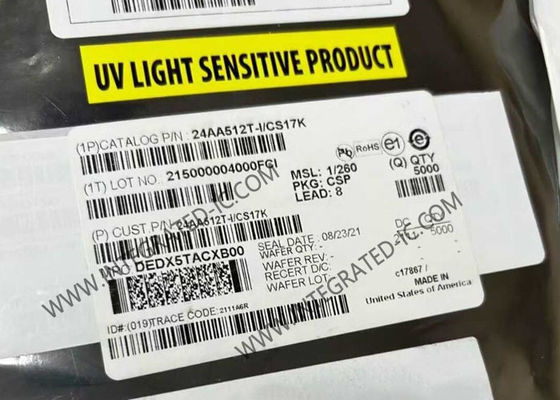 24AA512T-I/CS17K 512 Кбит от 1,7 В до 5,5 В 400 кГц микросхема памяти Serial EEPROM с интерфейсом I2C