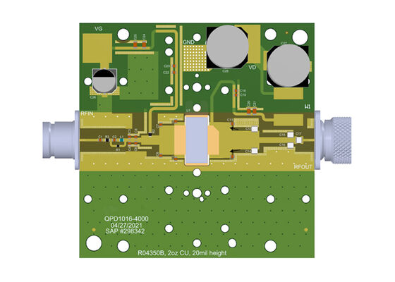 QPD1016EVB01 Встраиваемые решения 500Вт предварительно согласованная дискретная GaN RF транзисторная оценочная плата