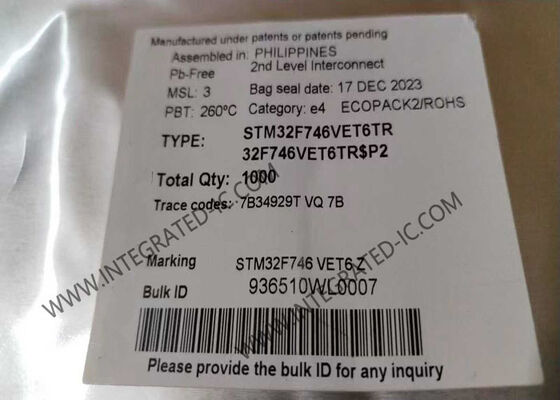 STM32F746VET6TR 32-разрядный микроконтроллер MCU с ядром ARM Cortex-M7 с частотой 216 МГц и флэш-памятью 512 КБ