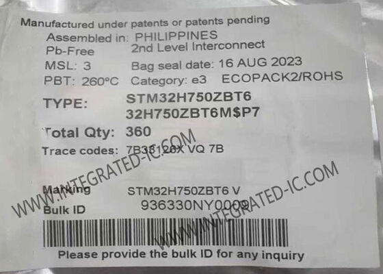 STM32H750ZBT6 32-разрядный микроконтроллер MCU с 480 МГц ARM Cortex-M7, флэш-памятью 128 КБ и корпусом 144-LQFP