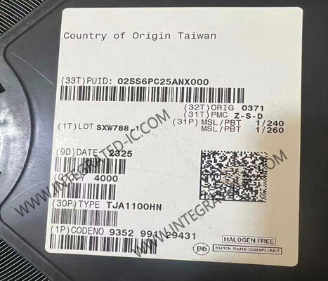 TJA1100HN Автомобильный Ethernet IC 100BASE-T1 Соответствует требованиям AEC-Q100 Grade 1 Квалифицированный PHY-передатчик с напряжением питания 3.1V ~ 3.5V