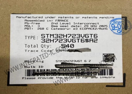 STM32H723VGT6 Микроконтроллер ARM Cortex-M7 MCU 550MHz 1MB FLASH 80 GPIO LQFP-100 IC