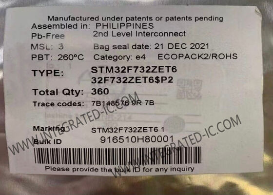 STM32F732ZET6 Микроконтроллер MCU 216MHz одноядерный с быстрым I/O и 144LQFP пакетом