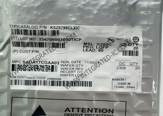 Ethernet IC KSZ8795CLXIC Интегрированный 5-портный Ethernet Switch LQFP-80 Ethernet Chip