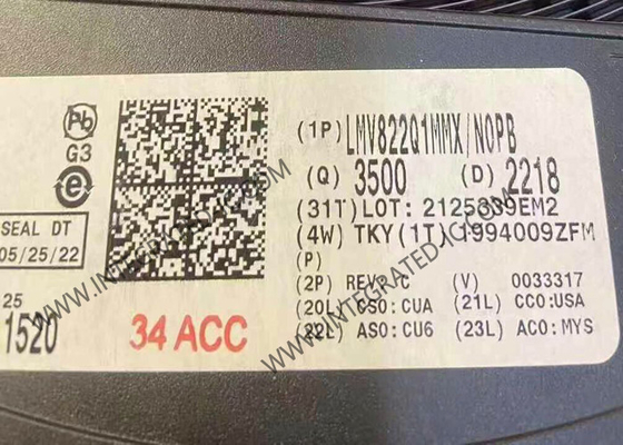LMV822Q1MMX Комплексный микросхема Автомобильный двойной 5.5V 5.6MHz 40mA RRO операционный усилитель