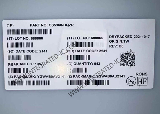 CS5368-DQZR Чип интегральной схемы 114dB 192kHz 8-канальный преобразователь A/D LQFP-48