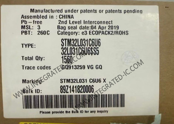 STM32L031C6U6 Микроконтроллер MCU 32-битный MCU 32KB Flash ARM Микроконтроллеры UFQFN48
