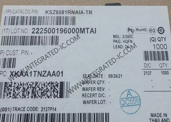 KSZ8081RNAIA Ethernet IC 10/100 Base-T/TX Физический передатчик с поддержкой RMII