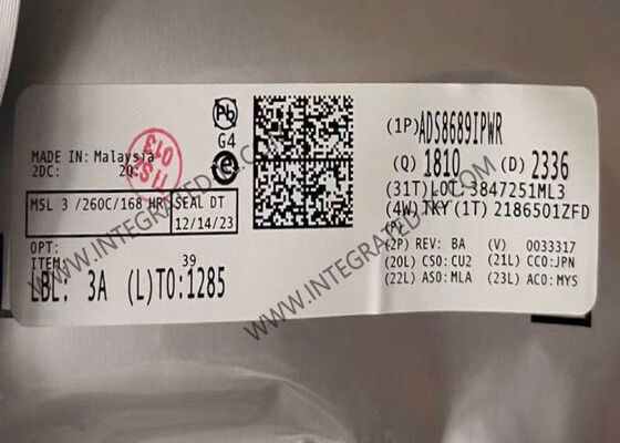 ADS8689IPWR 16-битный аналого-цифровой преобразователь с частотой дискретизации 100 kSPS, 1-канальный, интегральная схема